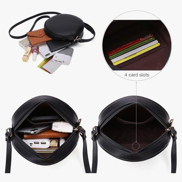 CATMICOO Round Crossbody Purses for Women Circle Bag with Tassel (Black) - Picture 5 of 10